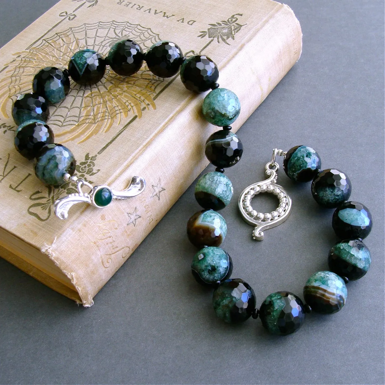 Green Black Agate Choker Necklace - Jaden Necklace
