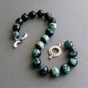 Green Black Agate Choker Necklace - Jaden Necklace