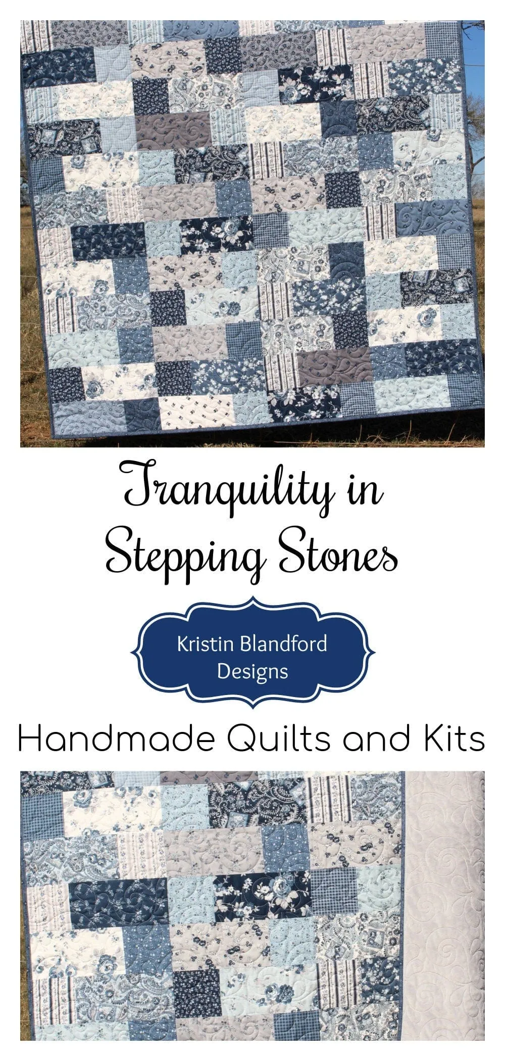 Handmade Quilts for Sale Farmhouse Home Decor Throw Blanket Minky Adult Gifts for Her Floral Grey Gray Navy Blue Modern Flowers Contemporary