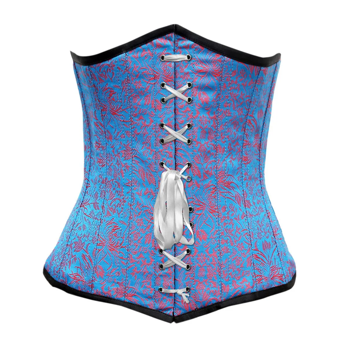 Hay Red Turquoise Brocade Underbust Corset