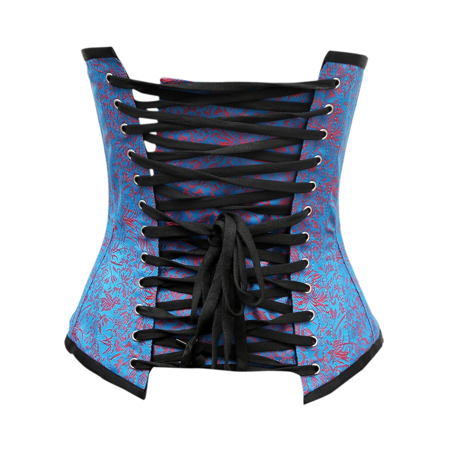 Hay Red Turquoise Brocade Underbust Corset