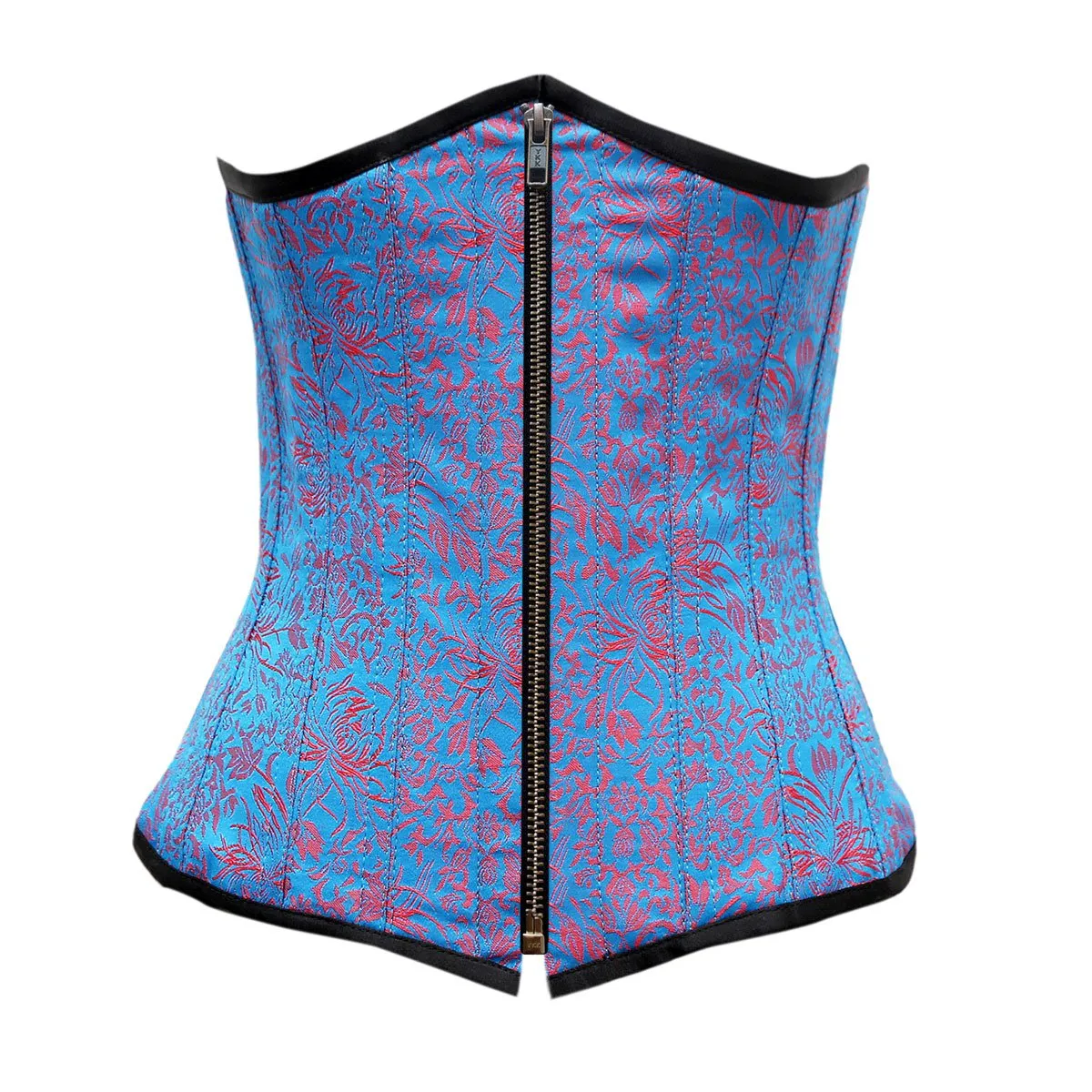 Hay Red Turquoise Brocade Underbust Corset