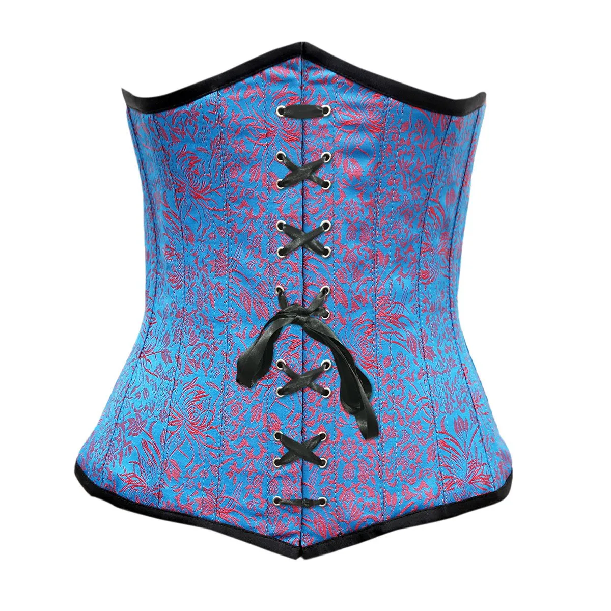 Hay Red Turquoise Brocade Underbust Corset