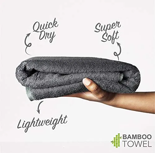 Heelium Bamboo Bath Towel - 400 GSM, Ultra Soft, Quick Dry, Lightweight & Odour Free, 140 x 70 cm, Pack of 1, Grey