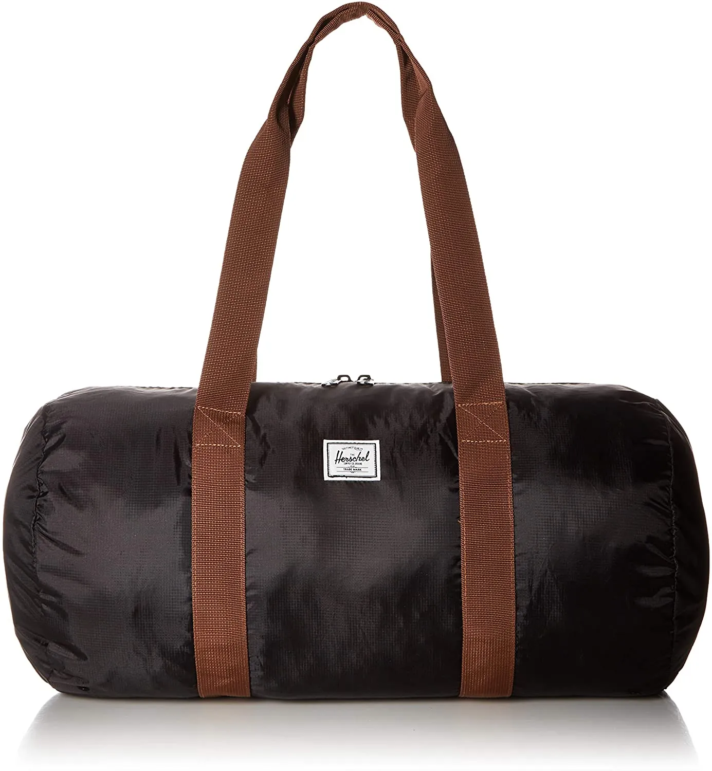 HERSCHEL PACKABLE DUFFLE BLACK/SADDLE BROWN