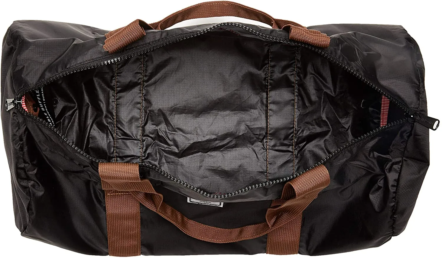 HERSCHEL PACKABLE DUFFLE BLACK/SADDLE BROWN