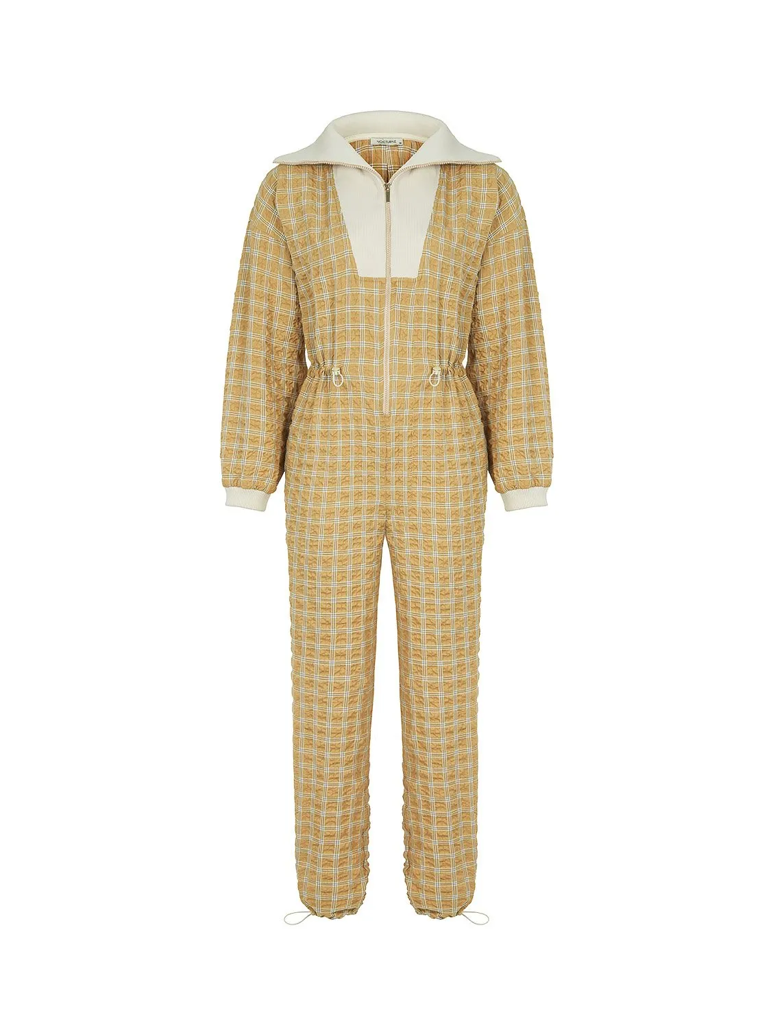 High Collar Plaid Jumpsuit