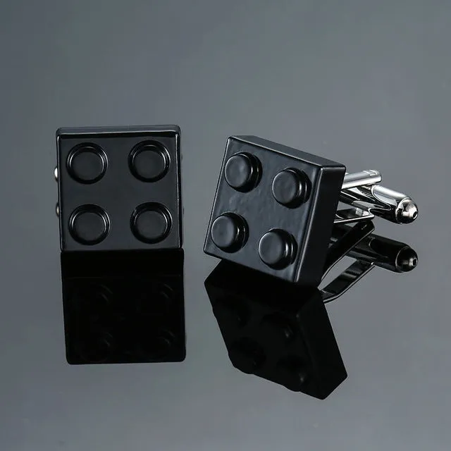 HYX Men Cufflinks Muti-color Bricks Design Blue Red Black 8 Colors Option Copper Novelty Cuff Links Wholesale&retail