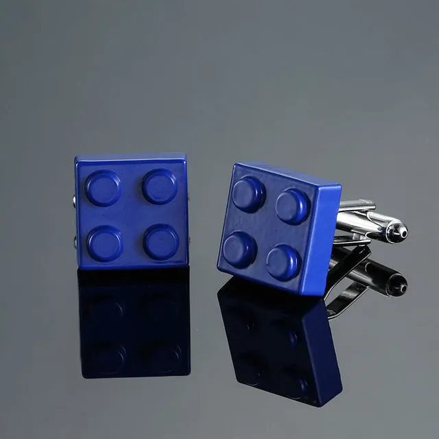HYX Men Cufflinks Muti-color Bricks Design Blue Red Black 8 Colors Option Copper Novelty Cuff Links Wholesale&retail