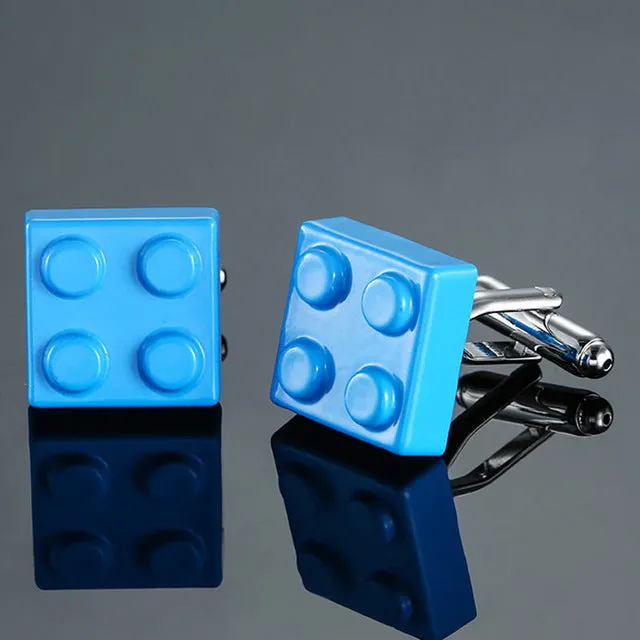 HYX Men Cufflinks Muti-color Bricks Design Blue Red Black 8 Colors Option Copper Novelty Cuff Links Wholesale&retail