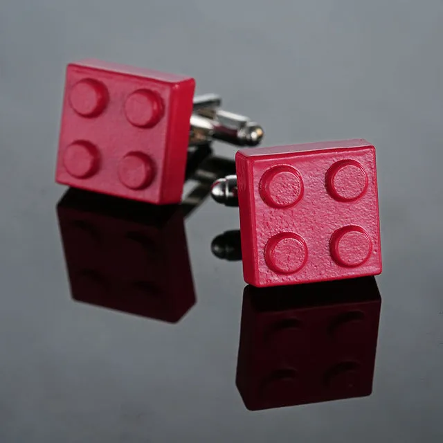 HYX Men Cufflinks Muti-color Bricks Design Blue Red Black 8 Colors Option Copper Novelty Cuff Links Wholesale&retail