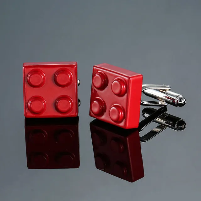 HYX Men Cufflinks Muti-color Bricks Design Blue Red Black 8 Colors Option Copper Novelty Cuff Links Wholesale&retail