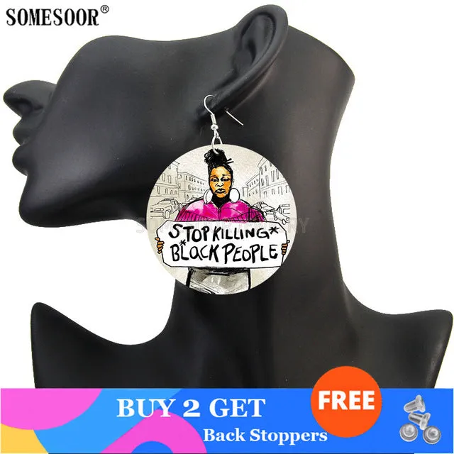 I Can't Breathe Black Woman Drop Earrings