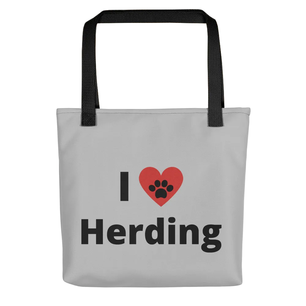 I Heart Herding Tote Bag-Grey