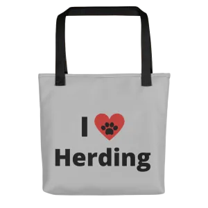 I Heart Herding Tote Bag-Grey