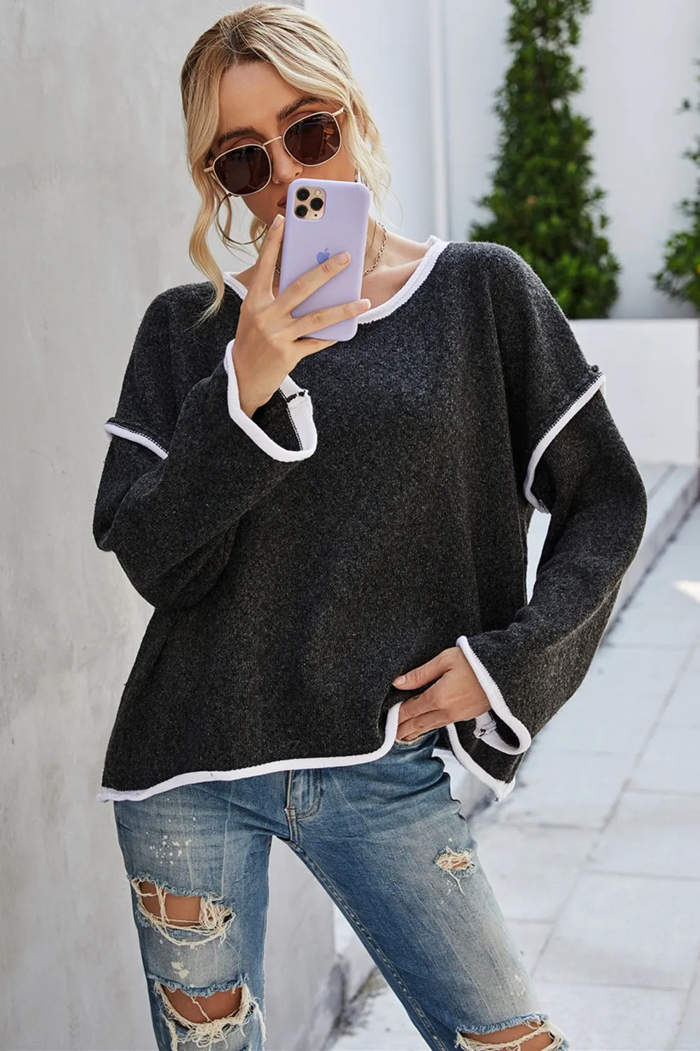 Jem Round Neck Dropped Shoulder Sweater