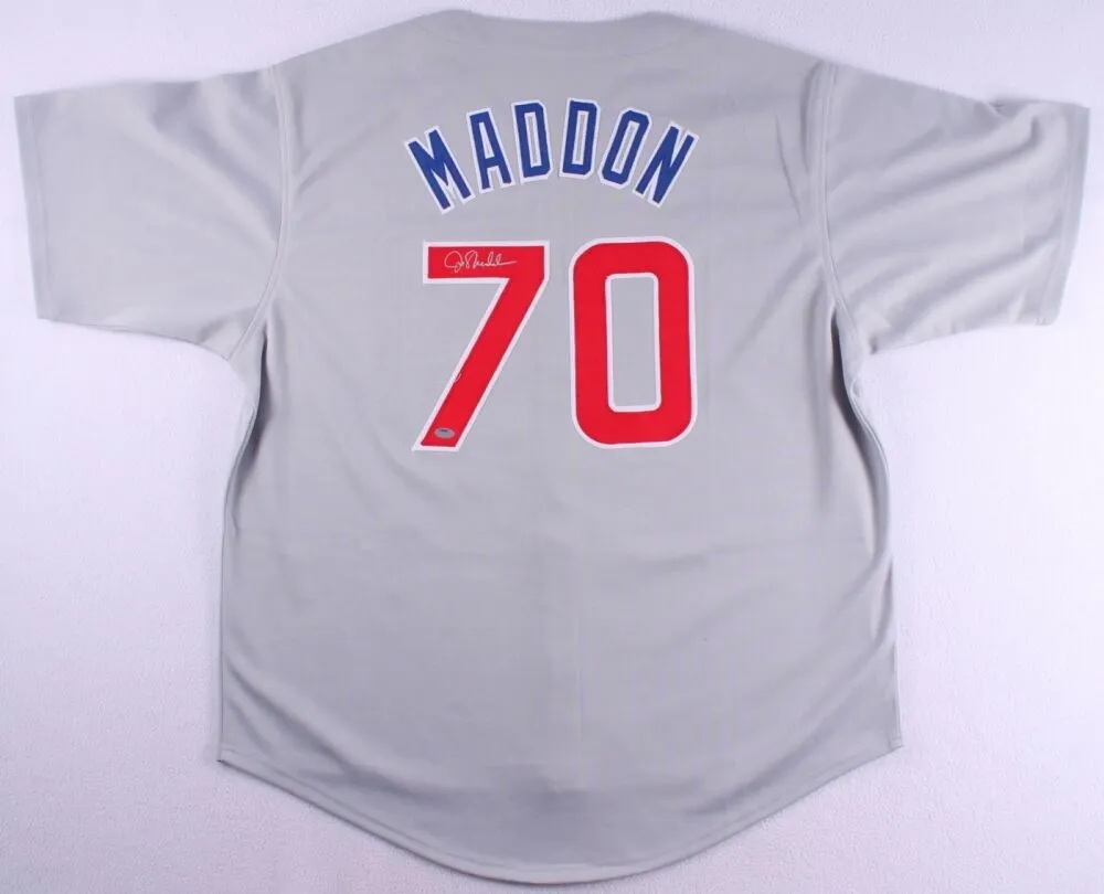 Joe Maddon Signed Cubs Jersey (Schwartz COA) 2016 World Champion Chicago Manager