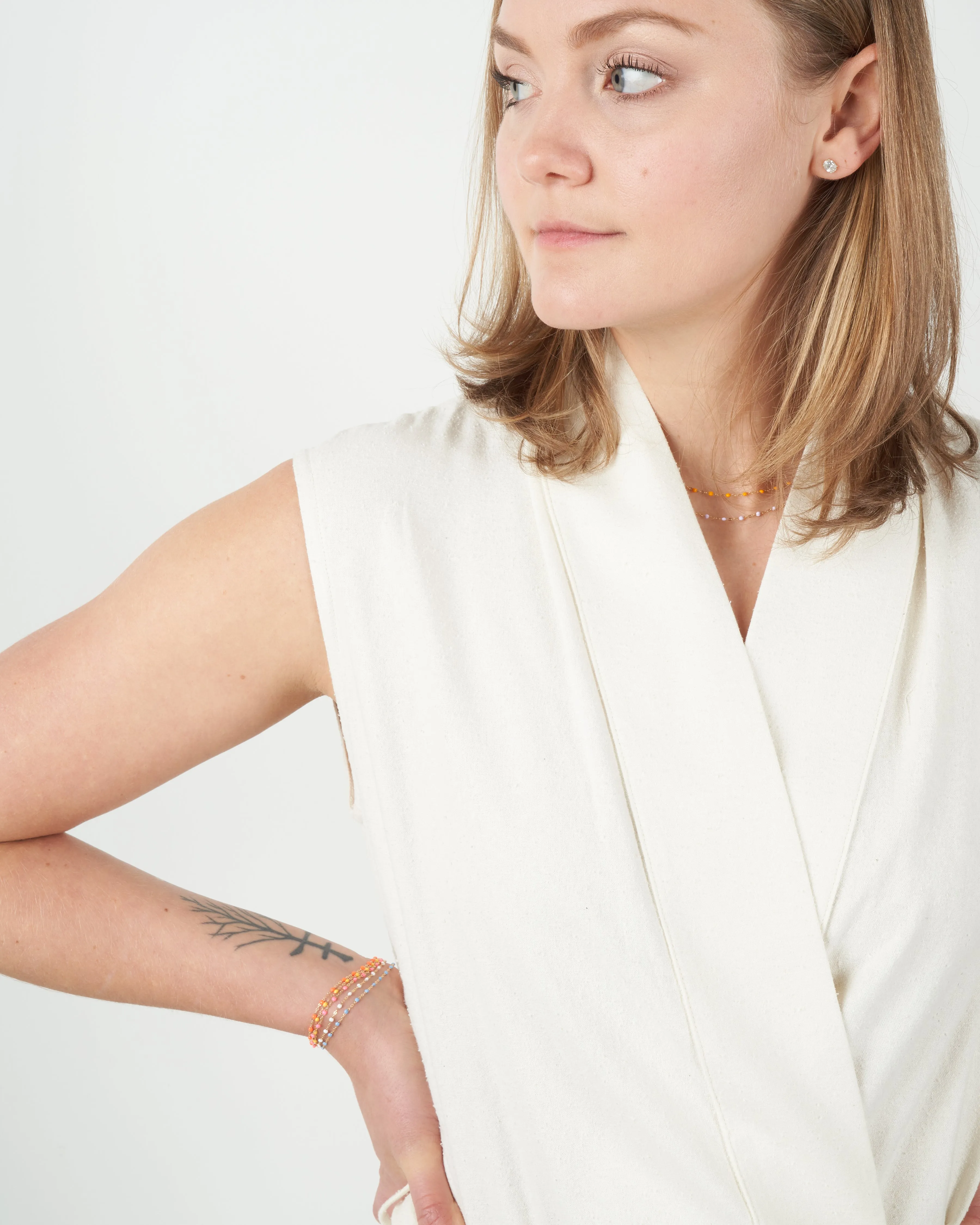 karate vest dress - off white