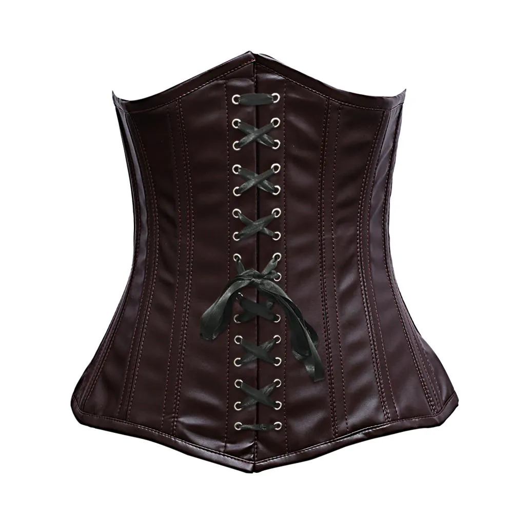Katharina Steel Boned Brown Sheep Nappa Leather Corset