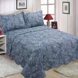 Katie Quilted Bedspread Patchwork - Navy Blue