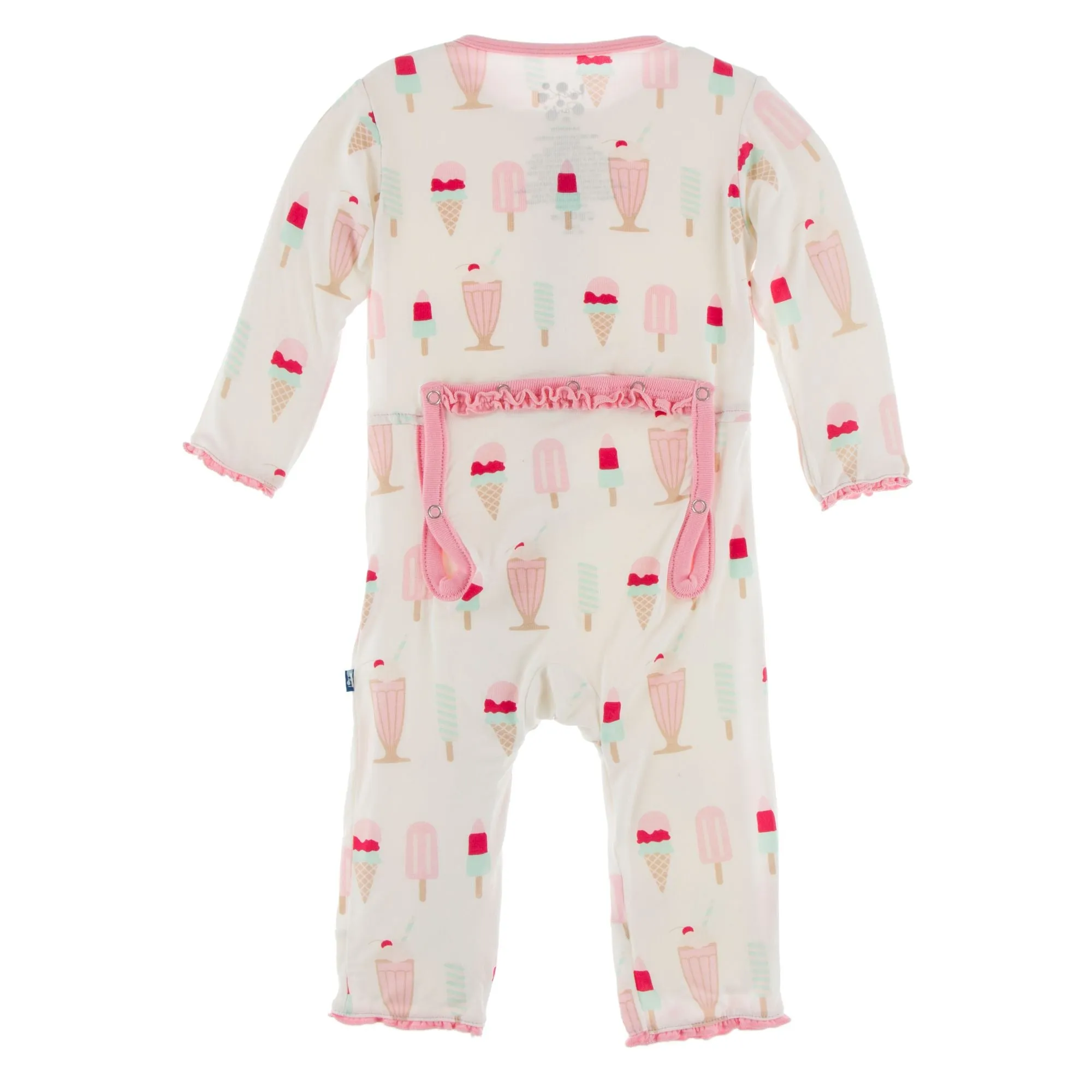 KicKee Pants Natural Ice Cream Shop Muffin Ruffle Coverall with Zipper