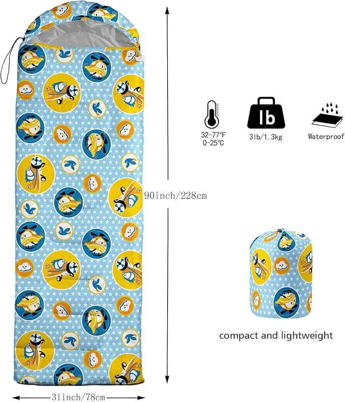 Kids Sleeping Bag for Boys and Girls,Monster Alien Print-Lightweight Warm Portable Outdoor Indoor-Waterproof Cold Weather Resistant Sleeping Bag for Camping Hiking