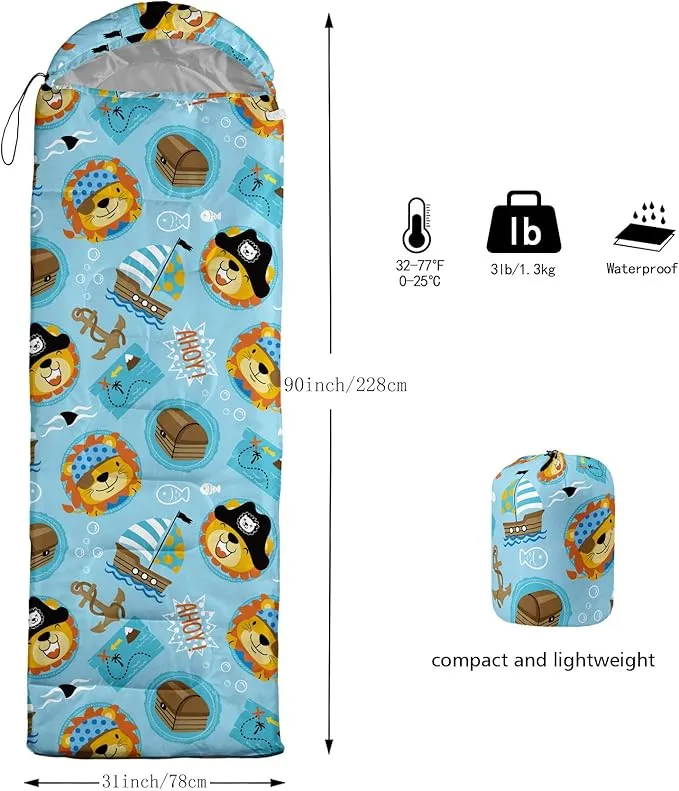 Kids Sleeping Bag for Boys and Girls,Monster Alien Print-Lightweight Warm Portable Outdoor Indoor-Waterproof Cold Weather Resistant Sleeping Bag for Camping Hiking