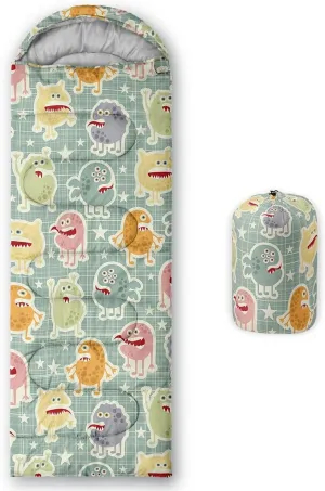 Kids Sleeping Bag for Boys and Girls,Monster Alien Print-Lightweight Warm Portable Outdoor Indoor-Waterproof Cold Weather Resistant Sleeping Bag for Camping Hiking