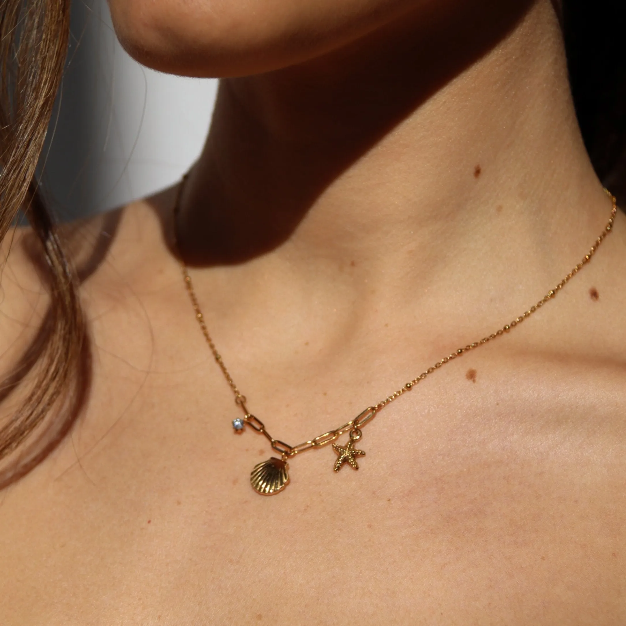 Kyra - Gold Shell Charm Necklace