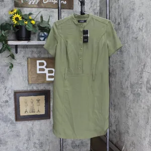 Lauren Ralph Lauren Belted Georgette Shirtdress Olive Fern Green 0