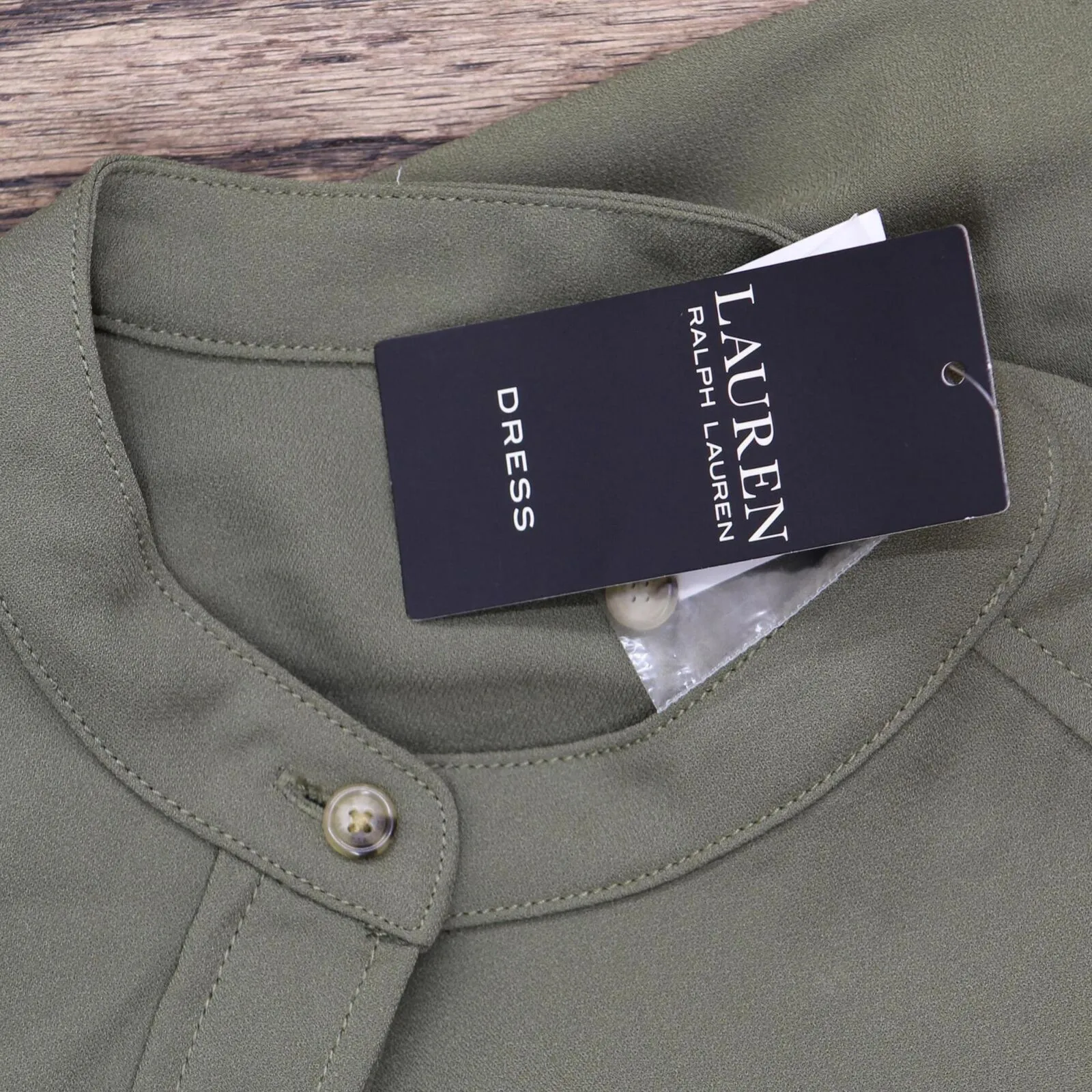 Lauren Ralph Lauren Belted Georgette Shirtdress Olive Fern Green 0