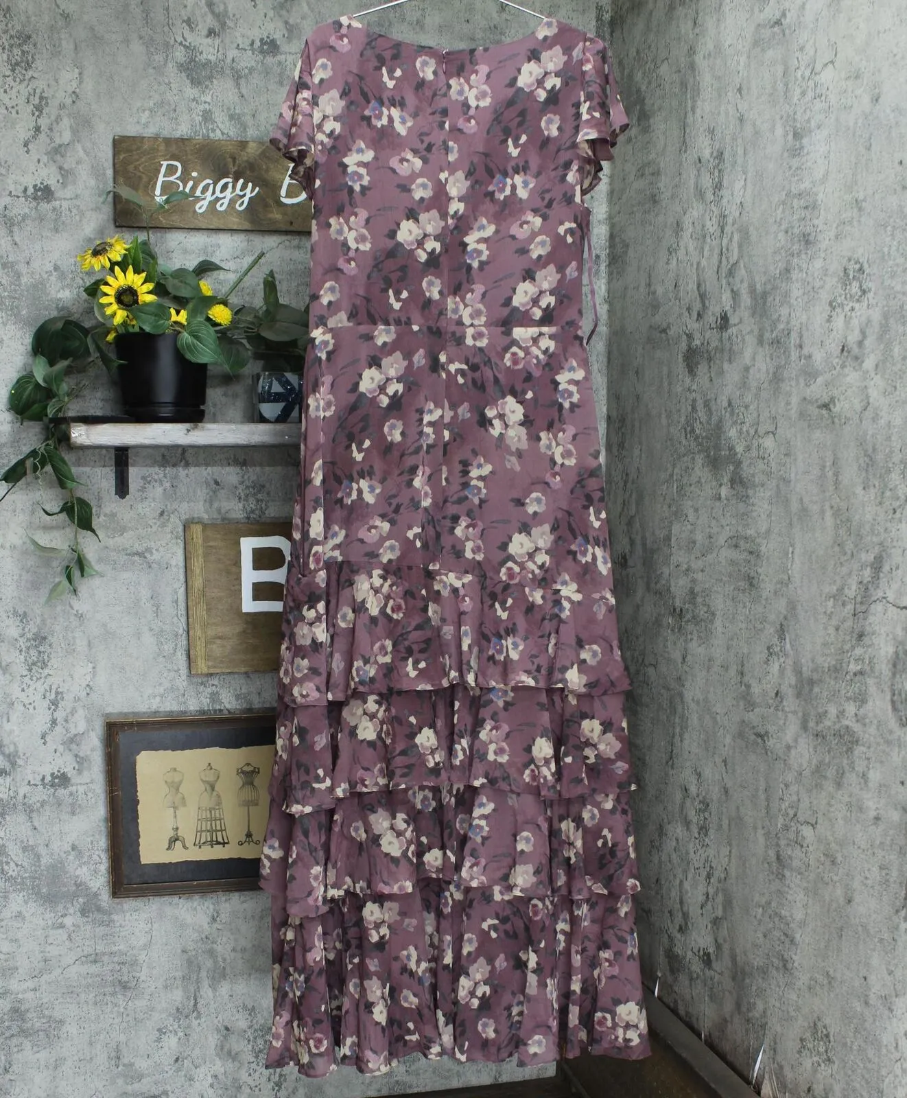 Lauren Ralph Lauren Floral Belted Crinkle Georgette Maxi Dress Purple Multi 16