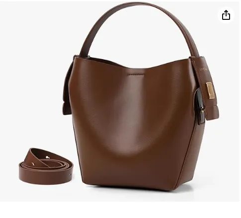 Leather Bucket Bags with an Adjustable Long Strap