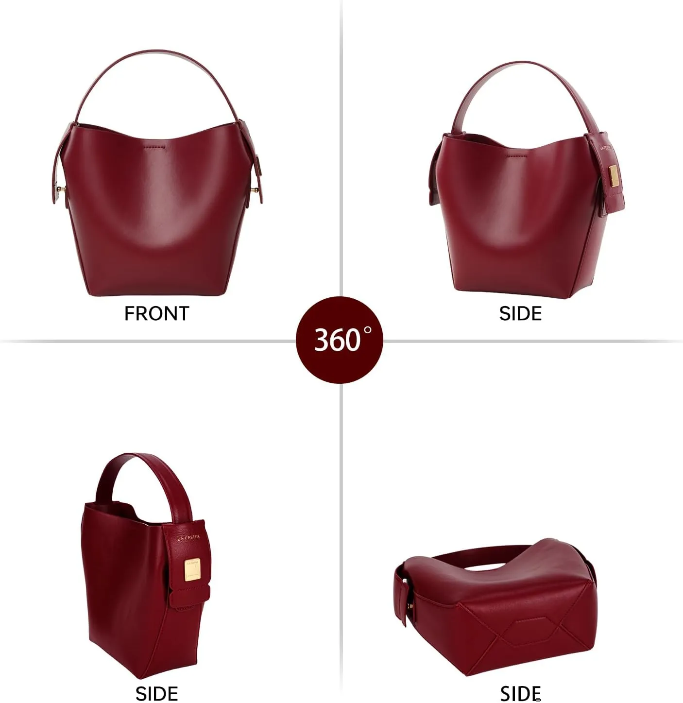 Leather Bucket Bags with an Adjustable Long Strap