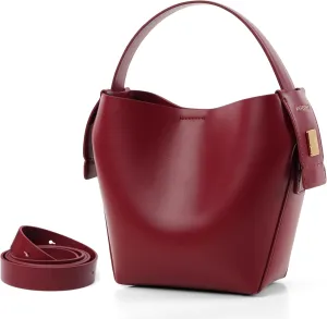 Leather Bucket Bags with an Adjustable Long Strap