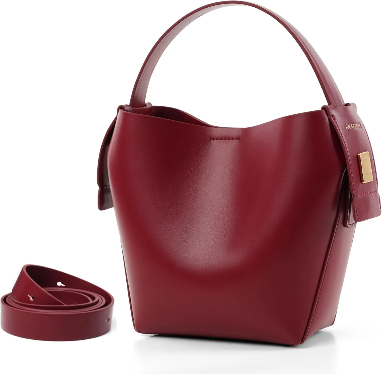 Leather Bucket Bags with an Adjustable Long Strap