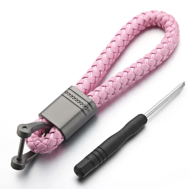 Leather Rope KeyChain For Car Hand Woven Horseshoe Buckle Key Rings Couple Auto Gift Detachable Metal Luxury Key Chains K395