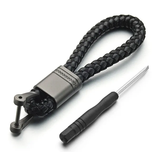 Leather Rope KeyChain For Car Hand Woven Horseshoe Buckle Key Rings Couple Auto Gift Detachable Metal Luxury Key Chains K395