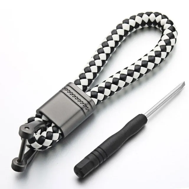 Leather Rope KeyChain For Car Hand Woven Horseshoe Buckle Key Rings Couple Auto Gift Detachable Metal Luxury Key Chains K395