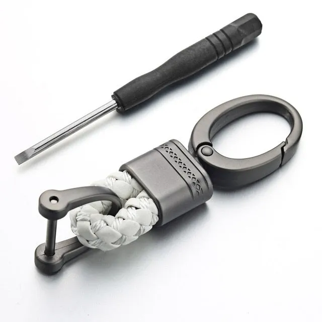 Leather Rope KeyChain For Car Hand Woven Horseshoe Buckle Key Rings Couple Auto Gift Detachable Metal Luxury Key Chains K395