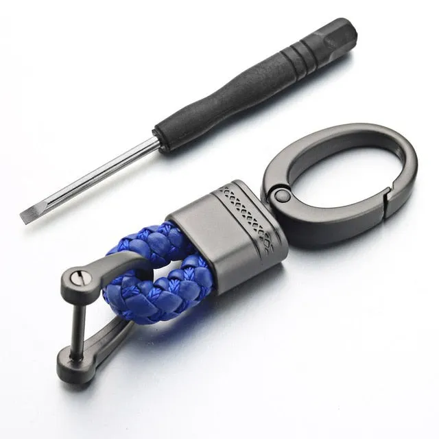 Leather Rope KeyChain For Car Hand Woven Horseshoe Buckle Key Rings Couple Auto Gift Detachable Metal Luxury Key Chains K395