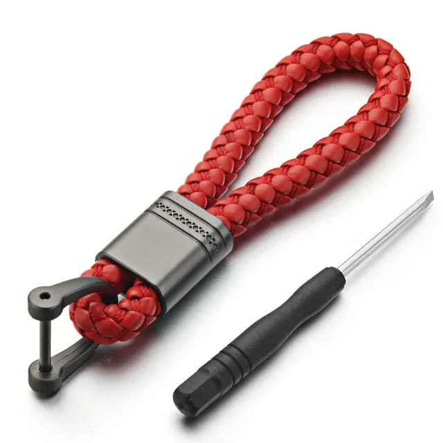 Leather Rope KeyChain For Car Hand Woven Horseshoe Buckle Key Rings Couple Auto Gift Detachable Metal Luxury Key Chains K395