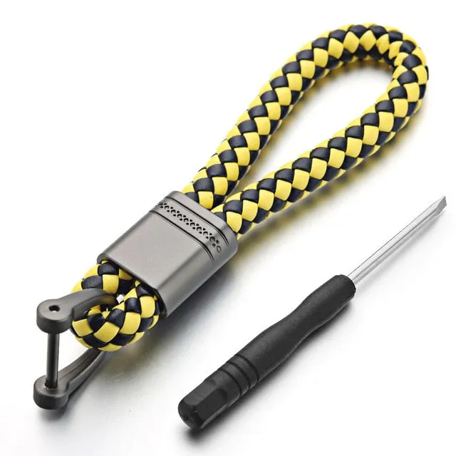 Leather Rope KeyChain For Car Hand Woven Horseshoe Buckle Key Rings Couple Auto Gift Detachable Metal Luxury Key Chains K395