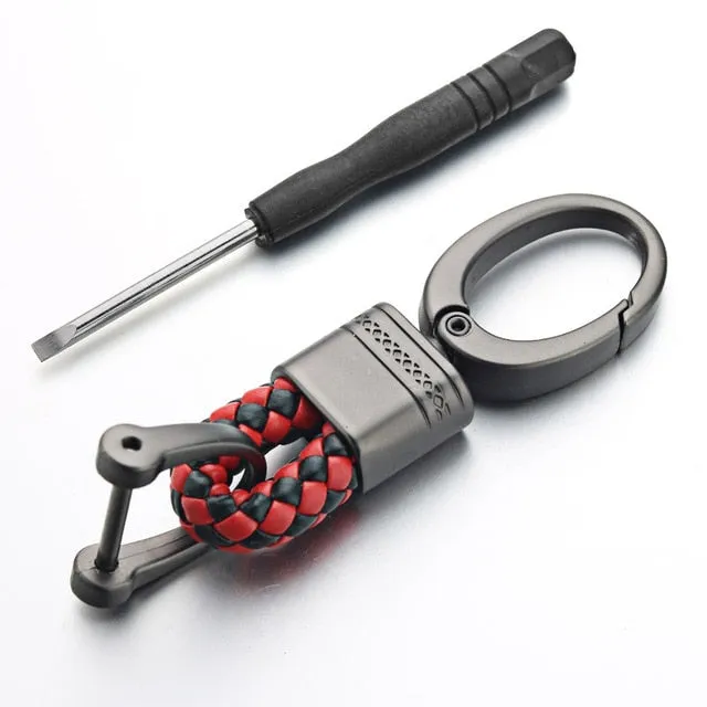 Leather Rope KeyChain For Car Hand Woven Horseshoe Buckle Key Rings Couple Auto Gift Detachable Metal Luxury Key Chains K395