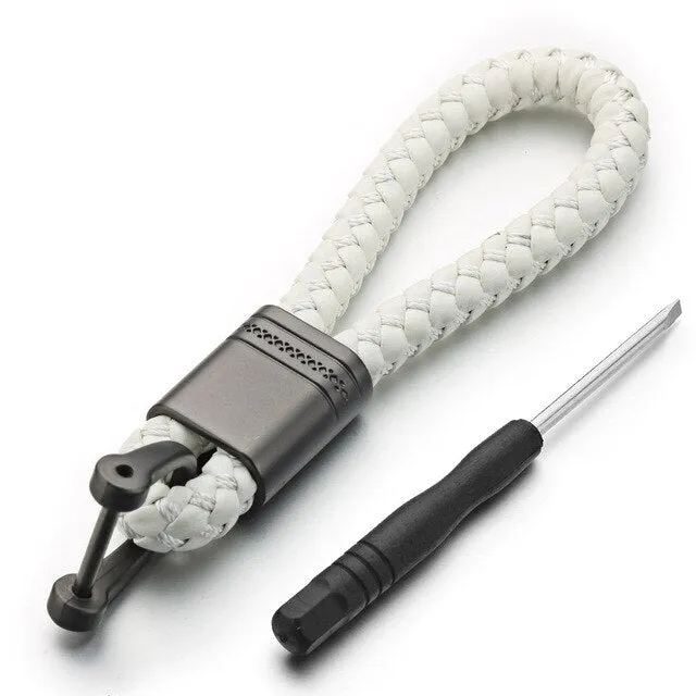 Leather Rope KeyChain For Car Hand Woven Horseshoe Buckle Key Rings Couple Auto Gift Detachable Metal Luxury Key Chains K395