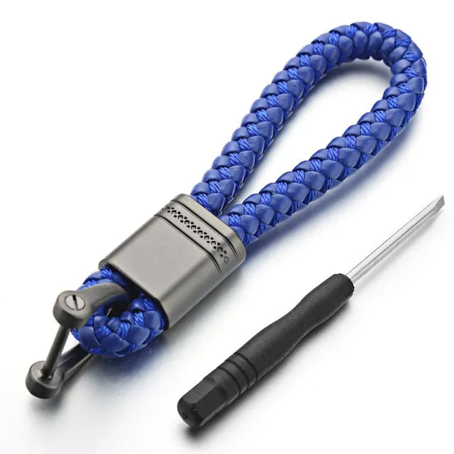 Leather Rope KeyChain For Car Hand Woven Horseshoe Buckle Key Rings Couple Auto Gift Detachable Metal Luxury Key Chains K395