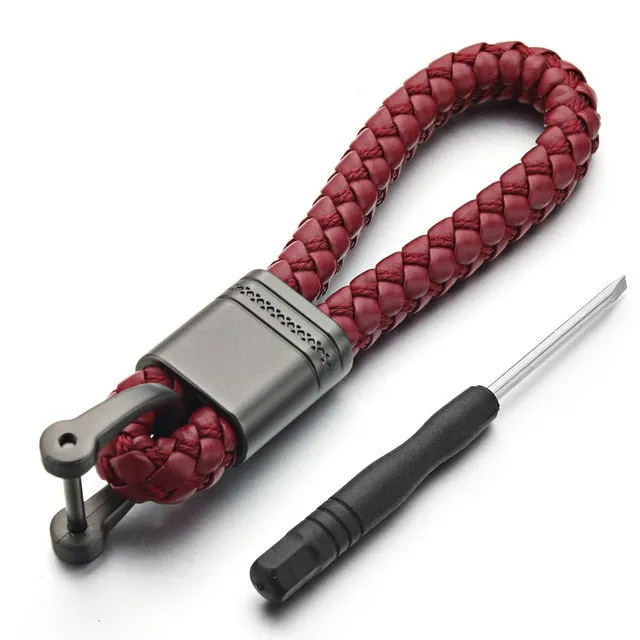 Leather Rope KeyChain For Car Hand Woven Horseshoe Buckle Key Rings Couple Auto Gift Detachable Metal Luxury Key Chains K395