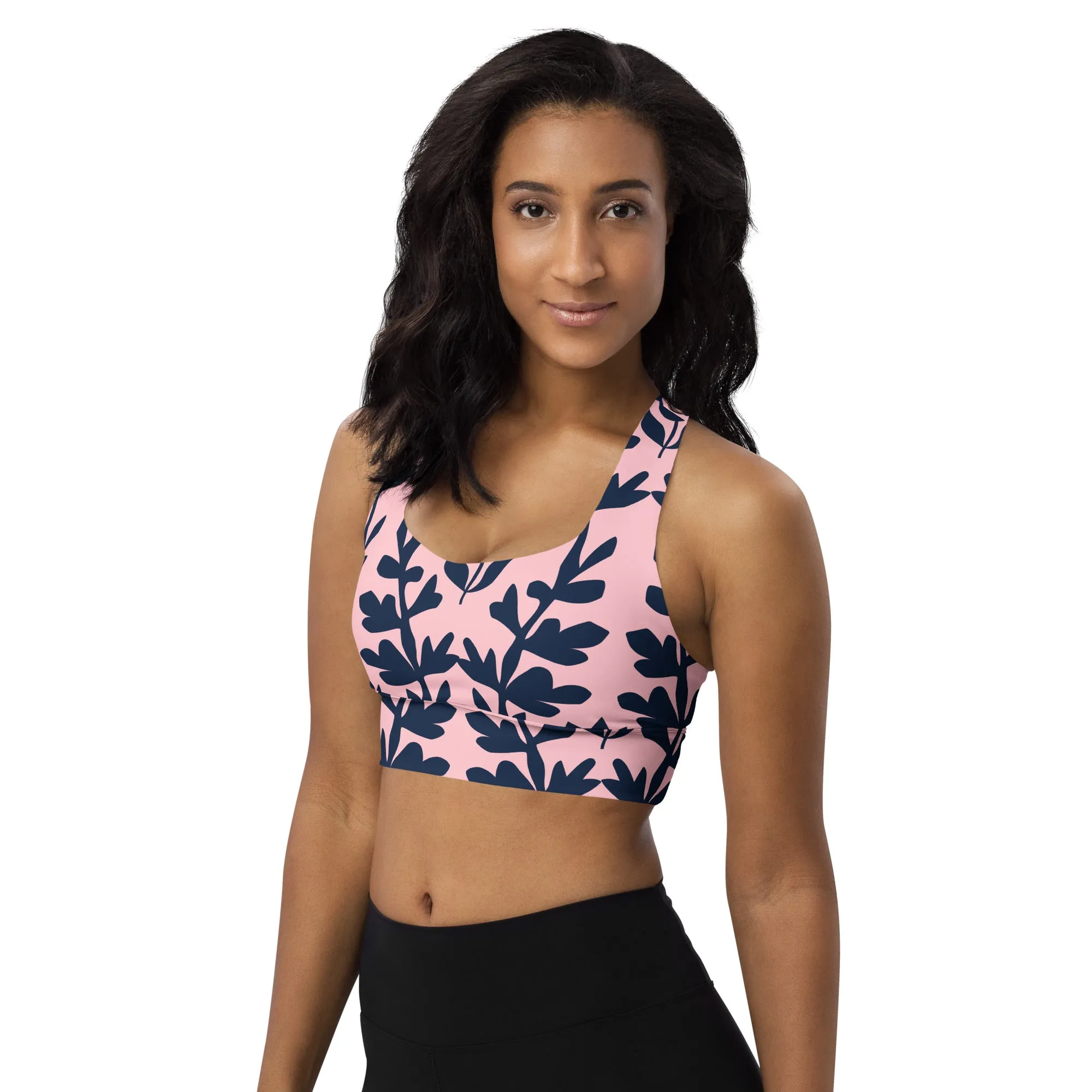 Leave Print Longline sports bra