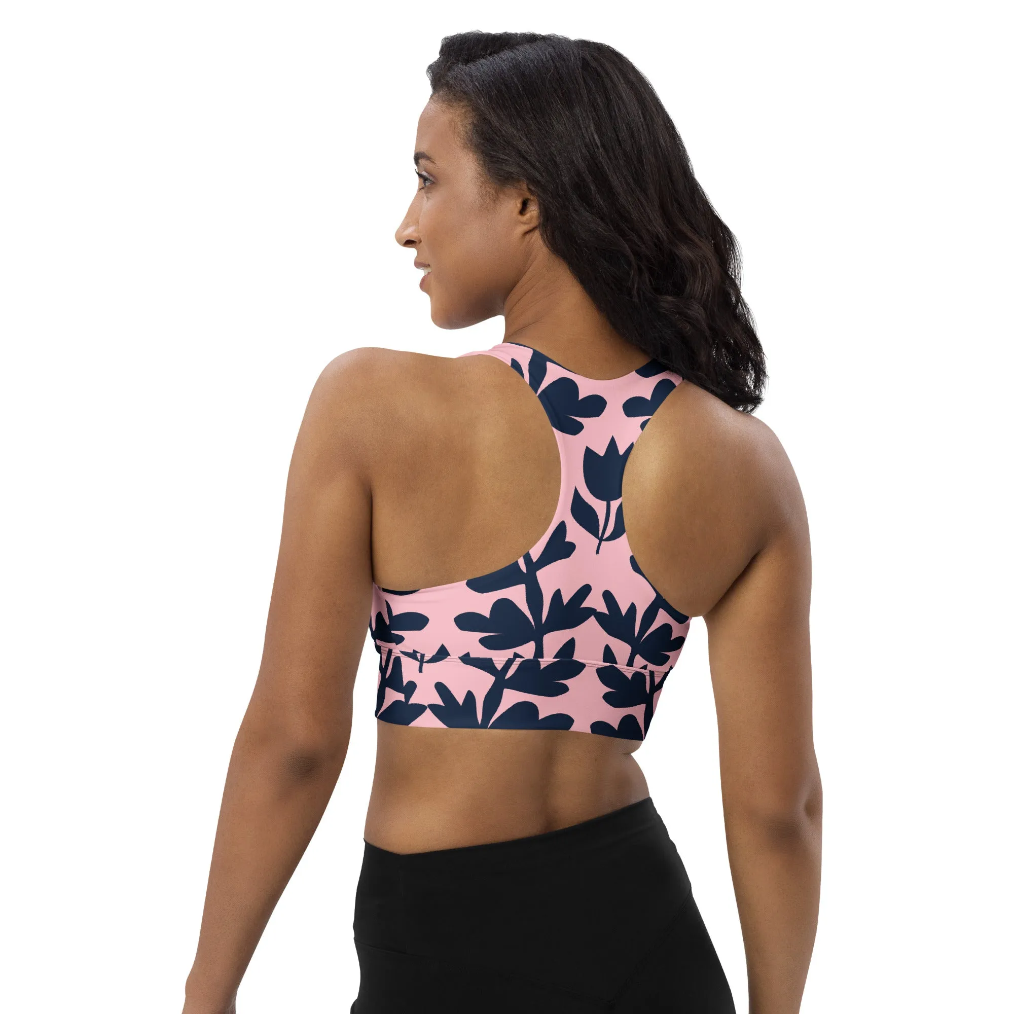 Leave Print Longline sports bra