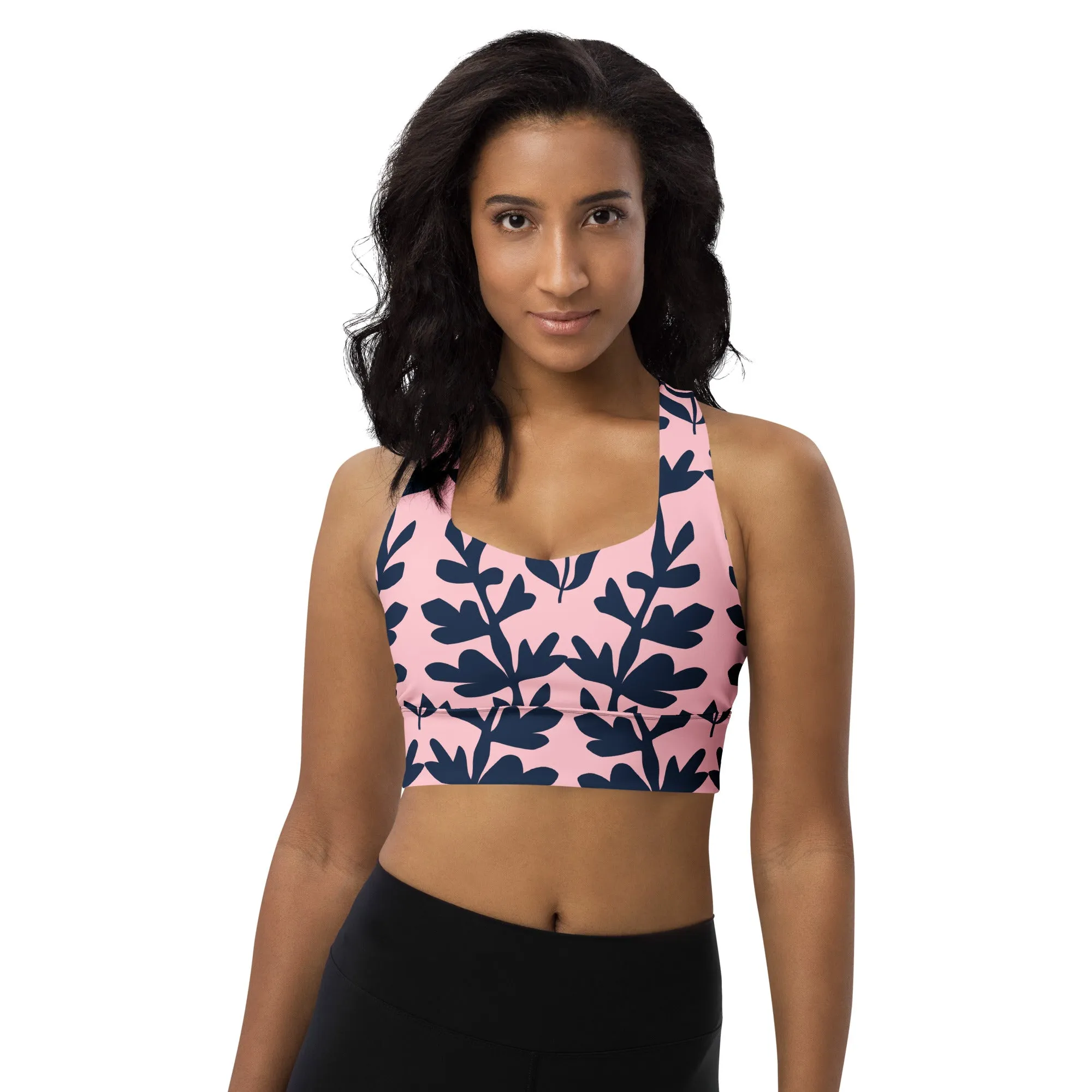Leave Print Longline sports bra